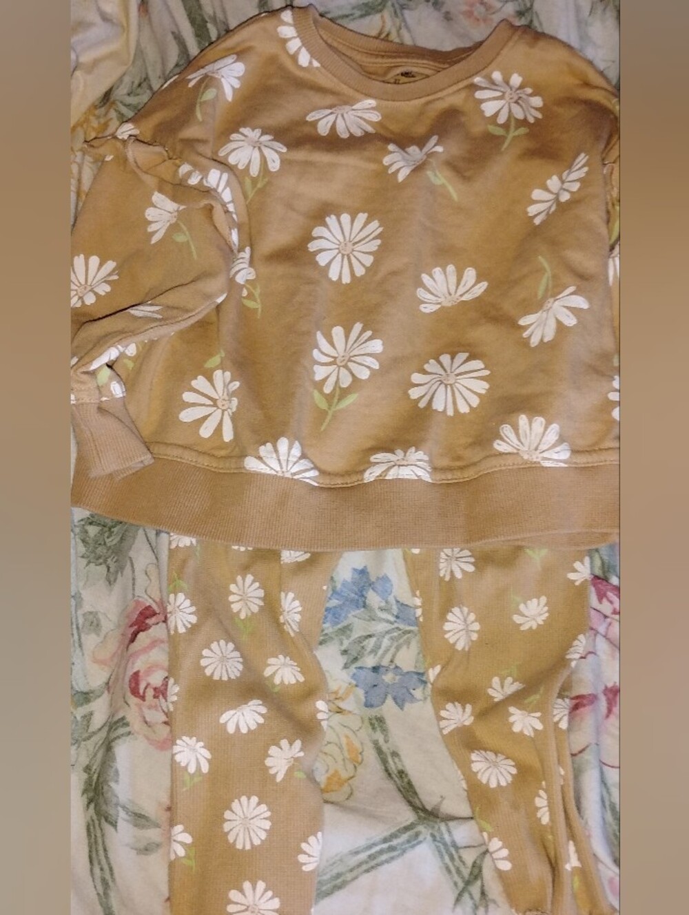 Toddler Daisy Print Cozy Floral Matching Sweatshirt & Leggings Set